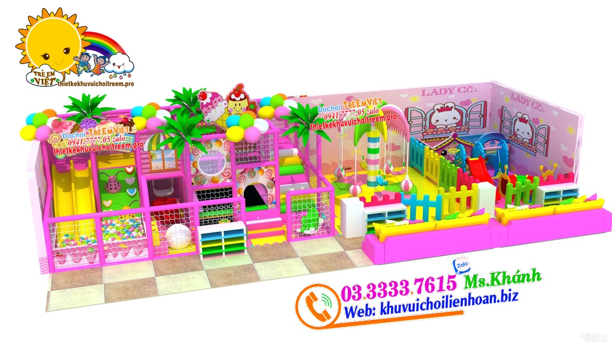 Thiết kế khu vui chơi trẻ em trong nhà diện tích 75m2.