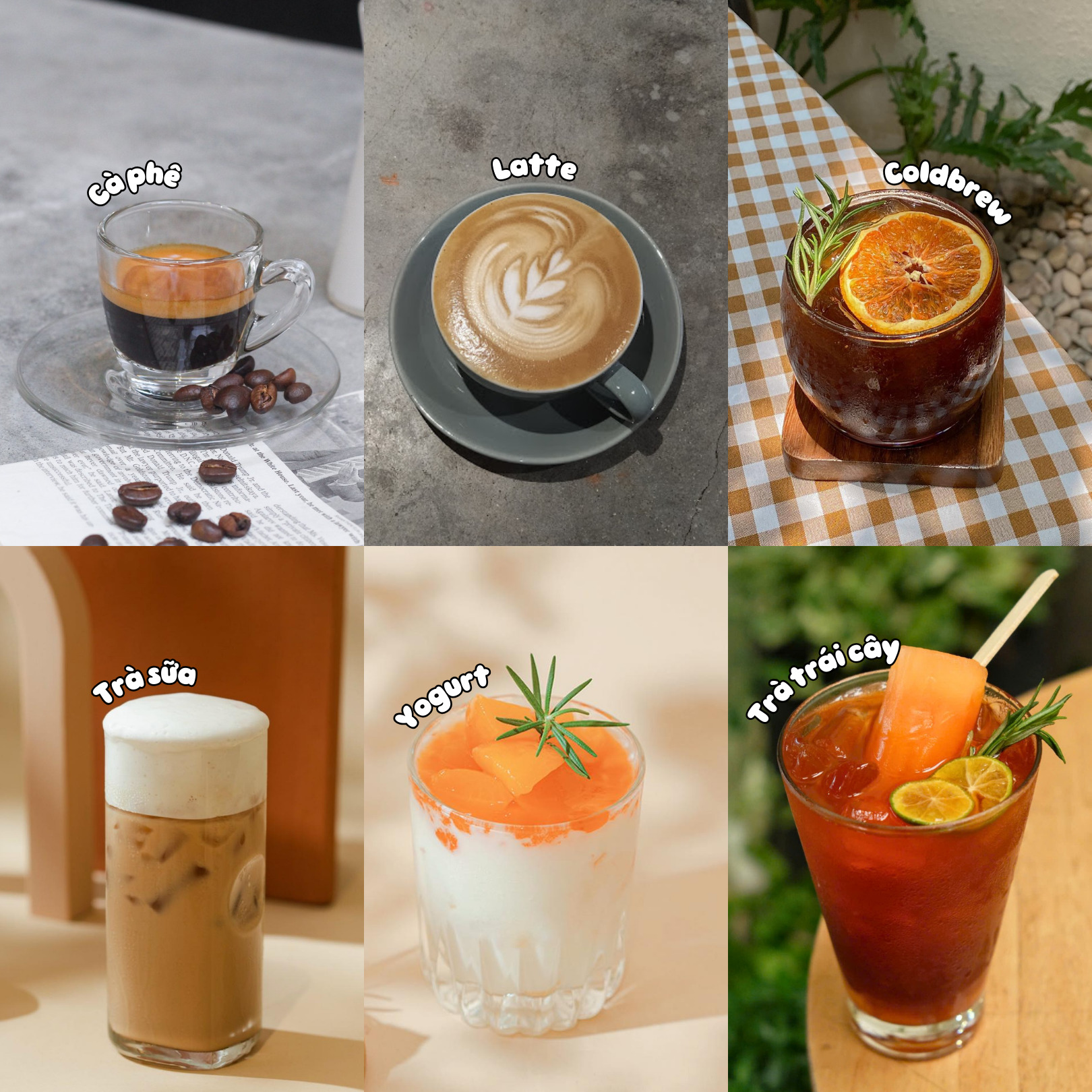 Các loại đồ uống tại September Cafe
