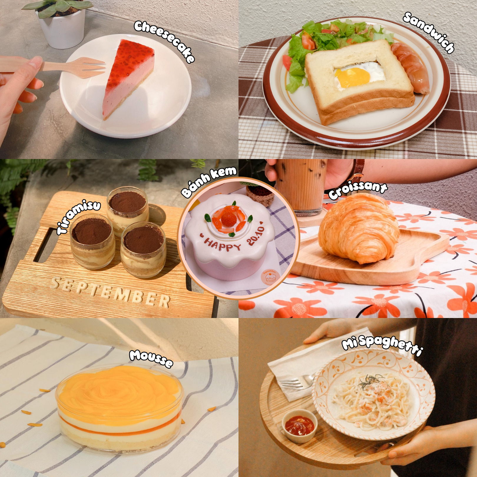 Các loại đồ ăn tại September Cafe