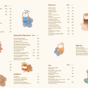 Menu đồ uống tại September Cafe