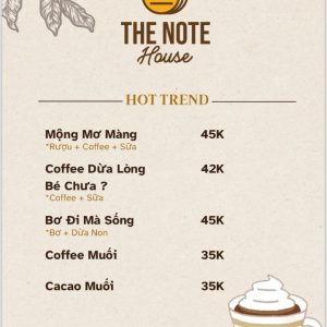The Note Coffee Menu
