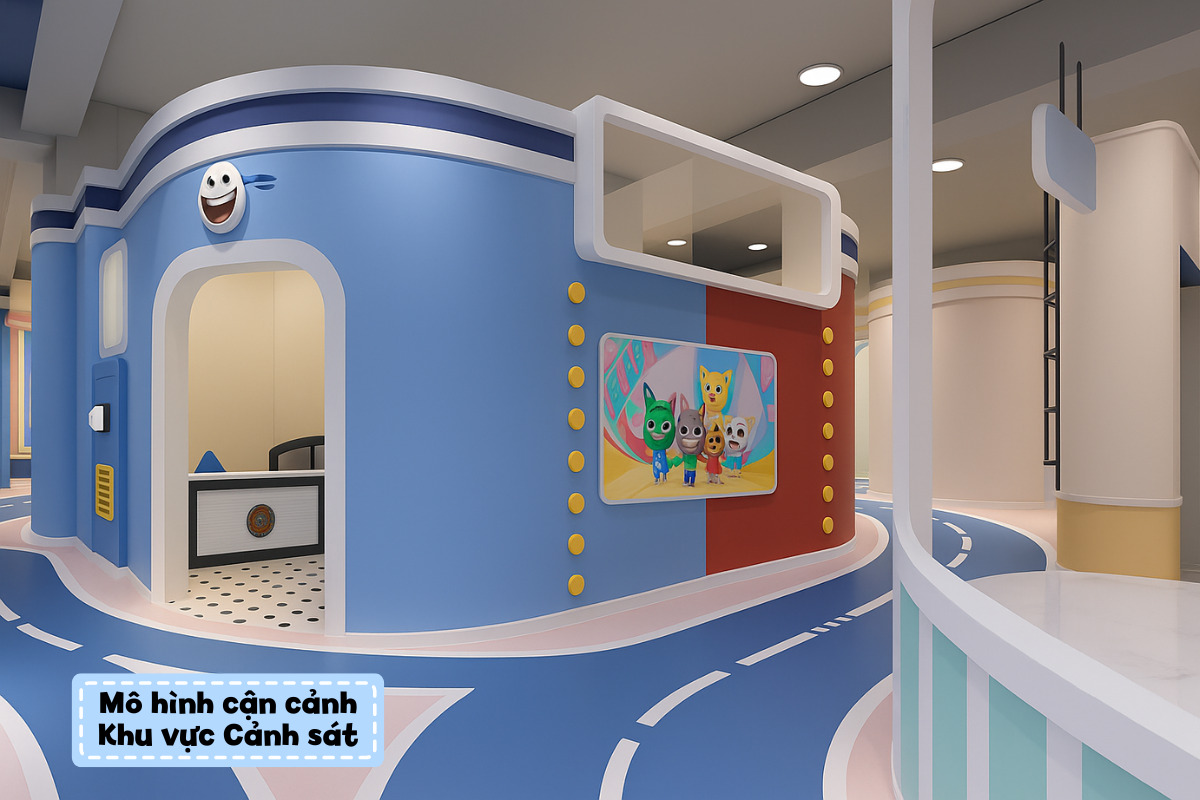 Mô hình khu vui chơi hướng nghiệp Talking Tom - cận cảnh Khu vực Cảnh sát