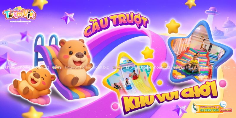 Banner Cầu trượt khu vui chơi