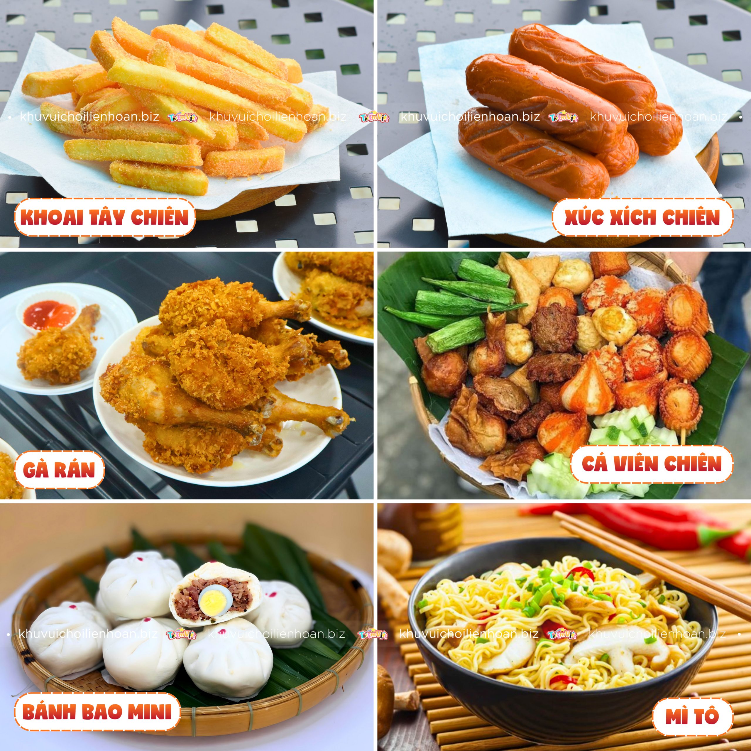 Các món đồ ăn nóng thơm ngon tại khu vui chơi