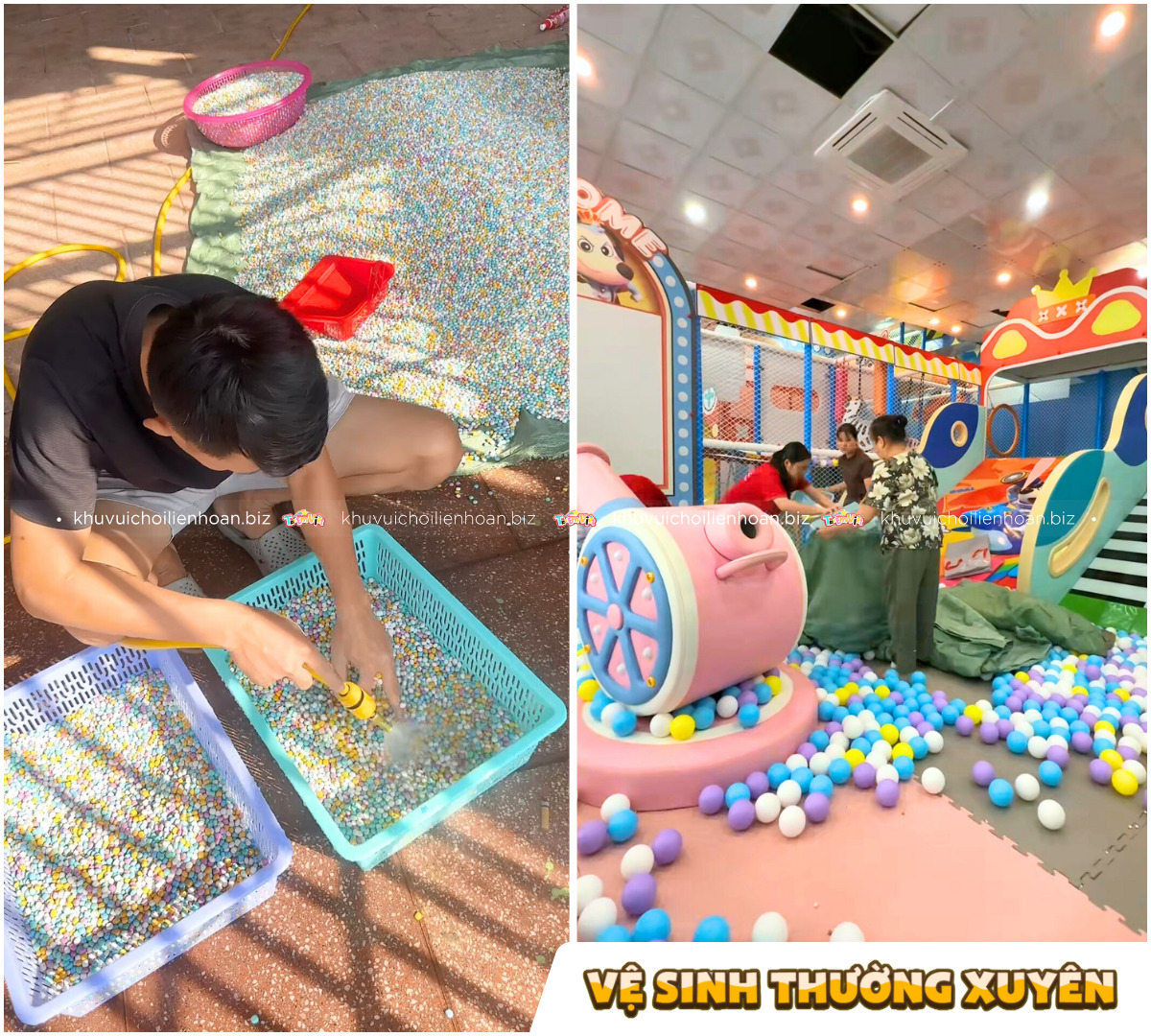 Vệ sinh khu vui chơi để đảm bảo an toàn