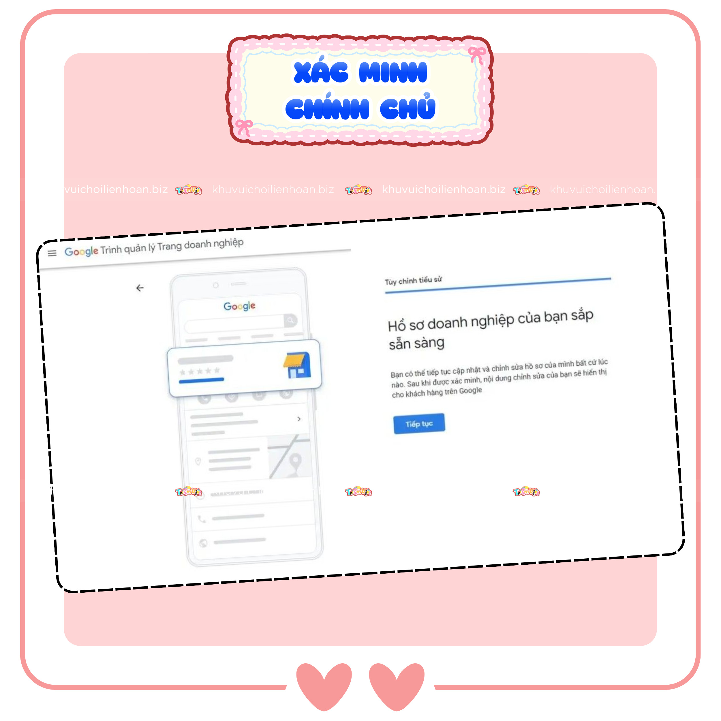 Xác minh hồ sơ doanh nghiệp Google Maps khu vui chơi chính chủ