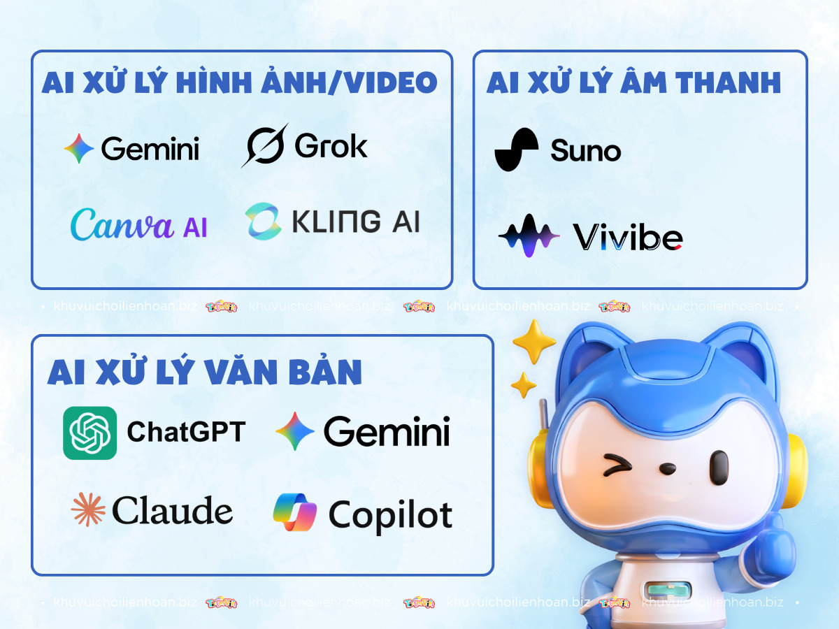 Các công cụ AI phổ biến hiện nay mà khu vui chơi có thể dễ dàng sử dụng