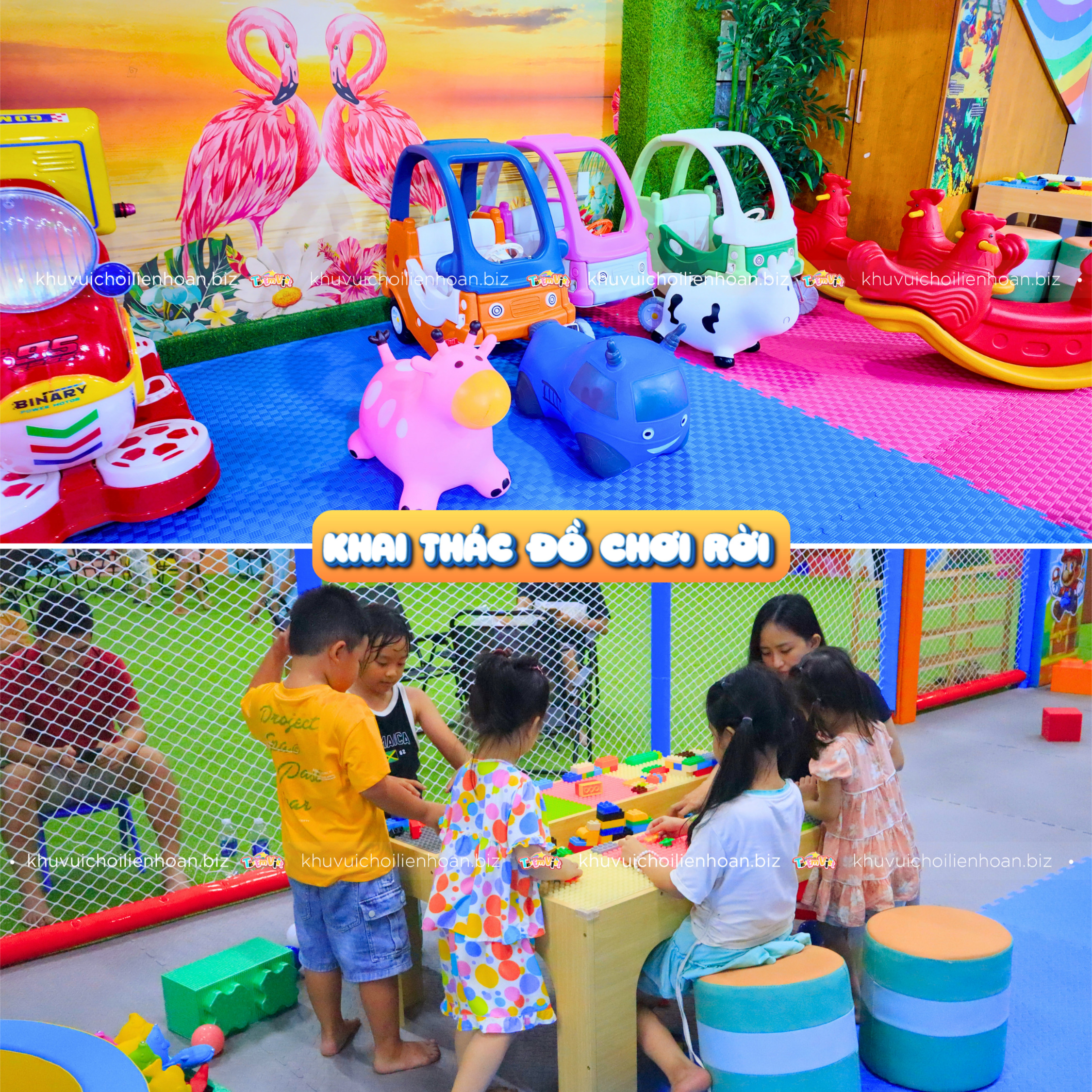 Tận dụng đồ chơi rời để không làm lãng phí khoảng trống trong khu vui chơi