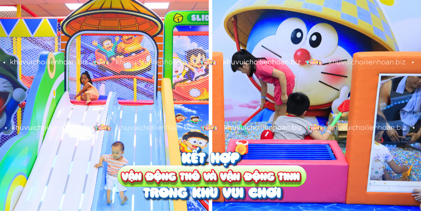 Kết hợp vận động thô và vận động tinh trong khu vui chơi