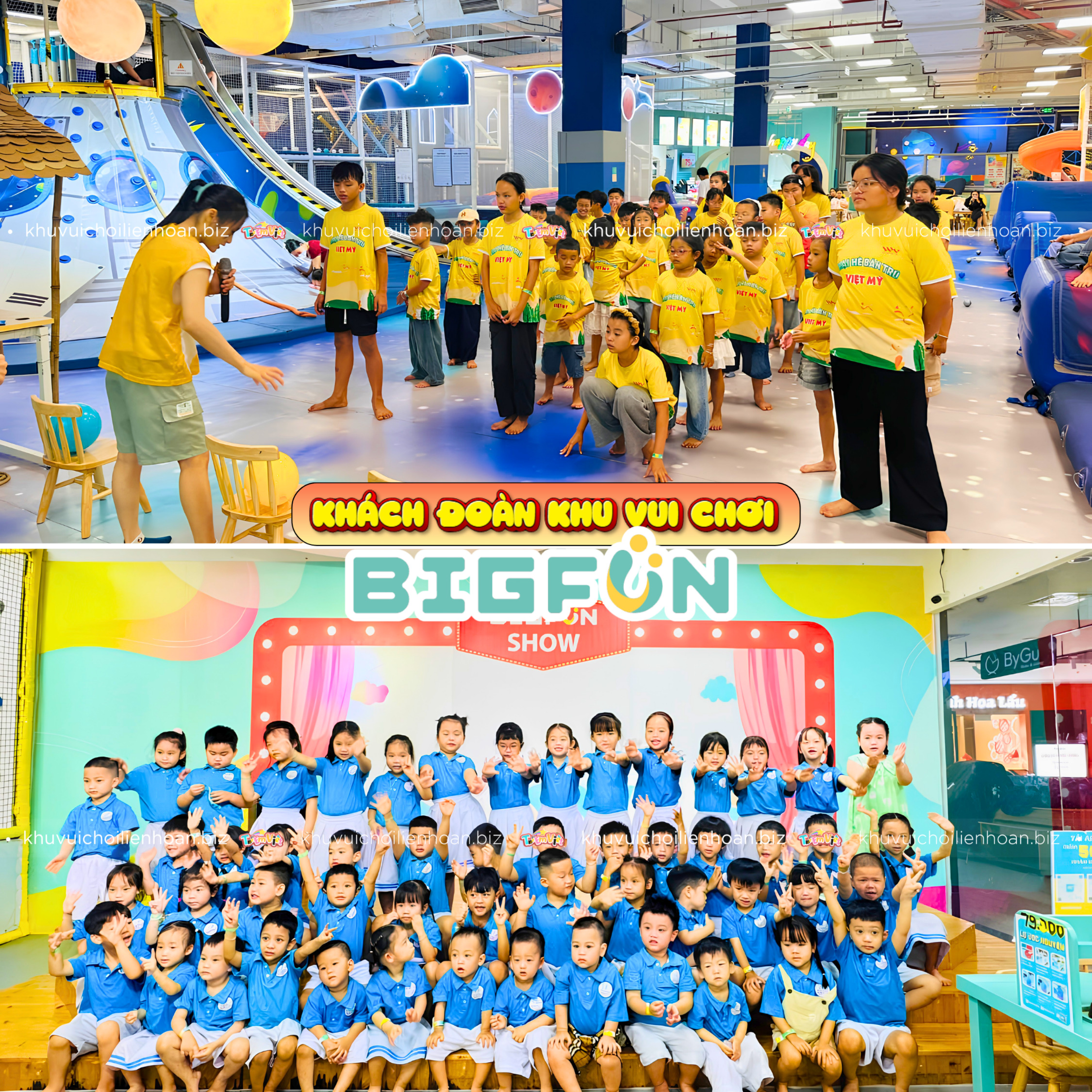 Khách đoàn tại khu vui chơi BigFun