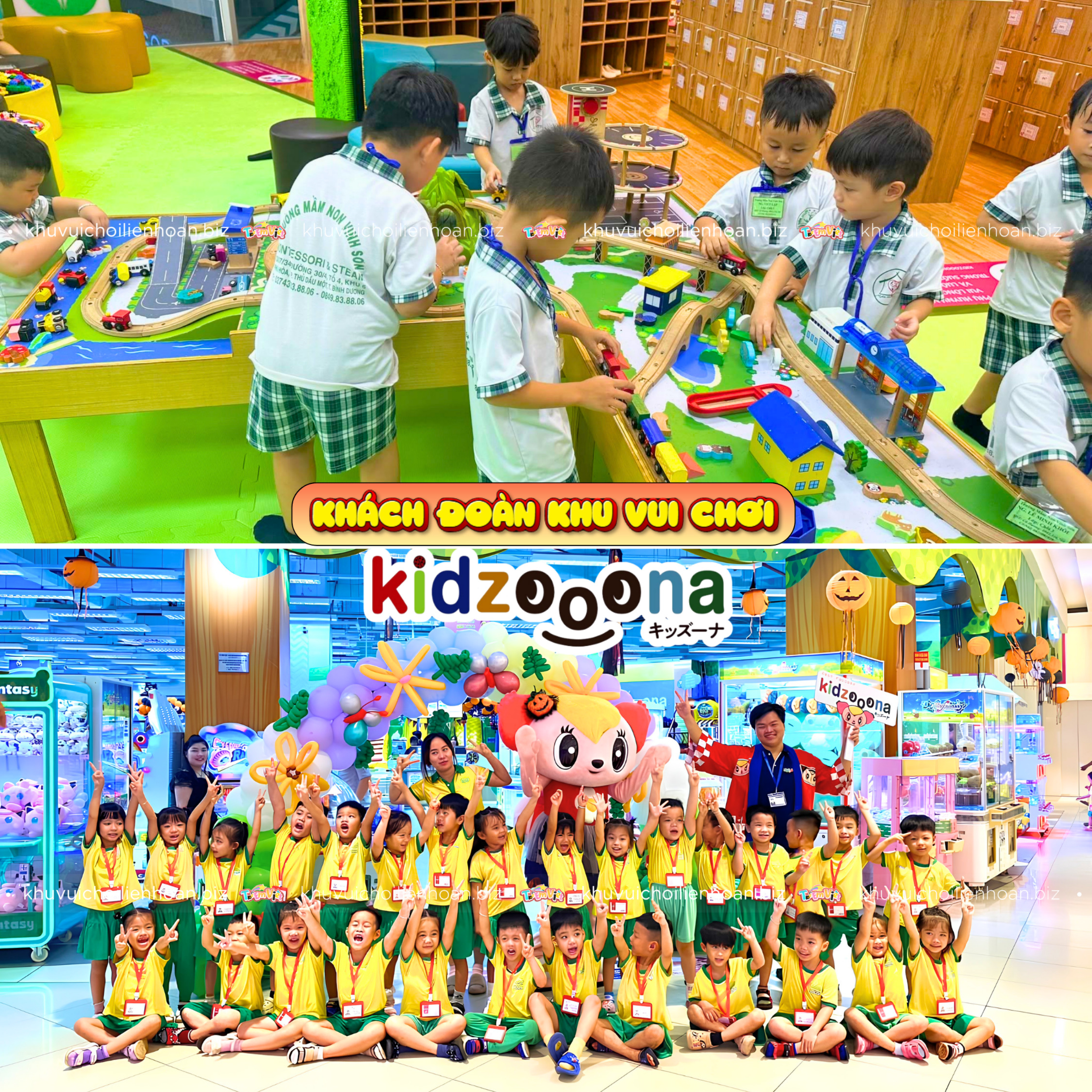Khách đoàn tại khu vui chơi Kidzooona