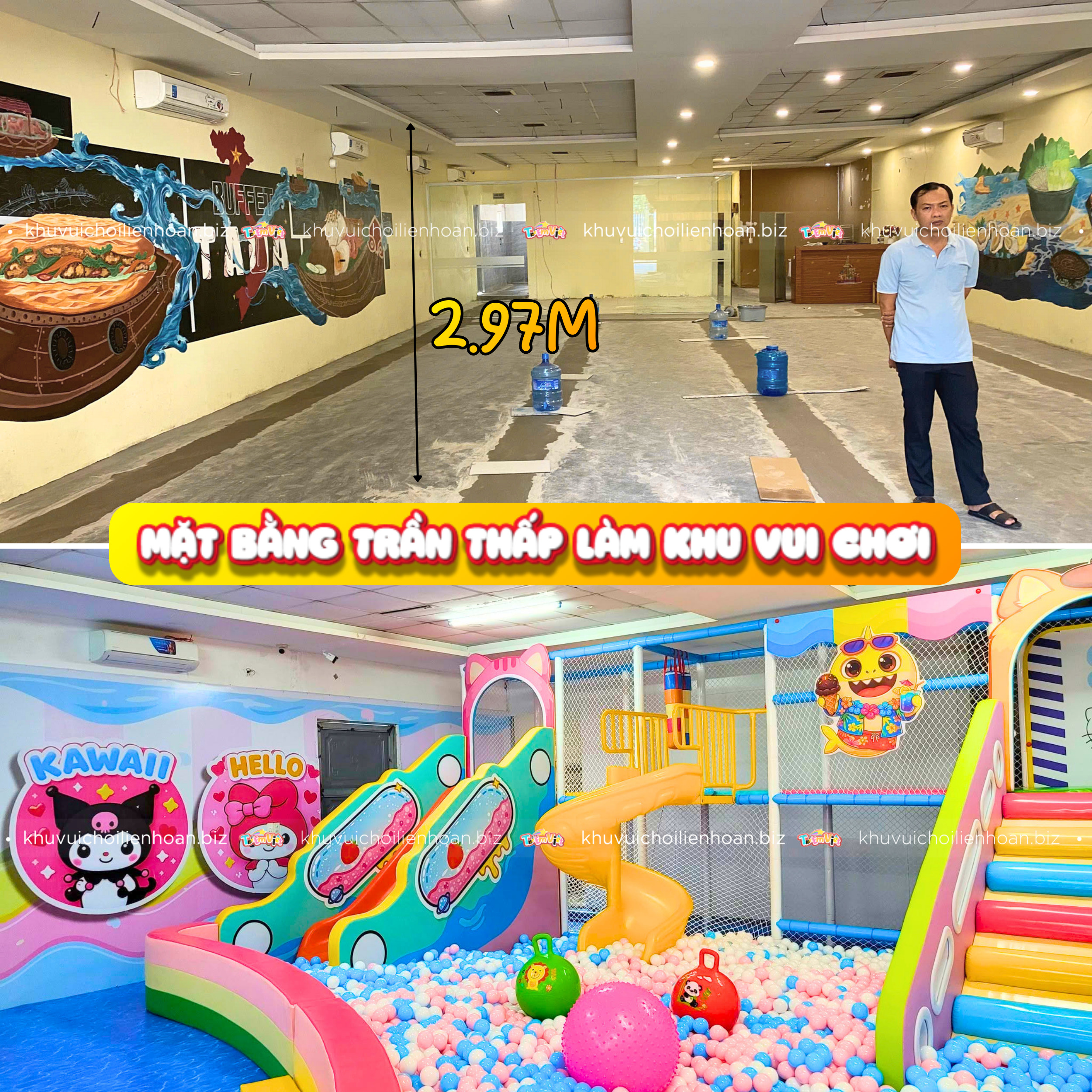 Mặt bằng trần thấp làm khu vui chơi