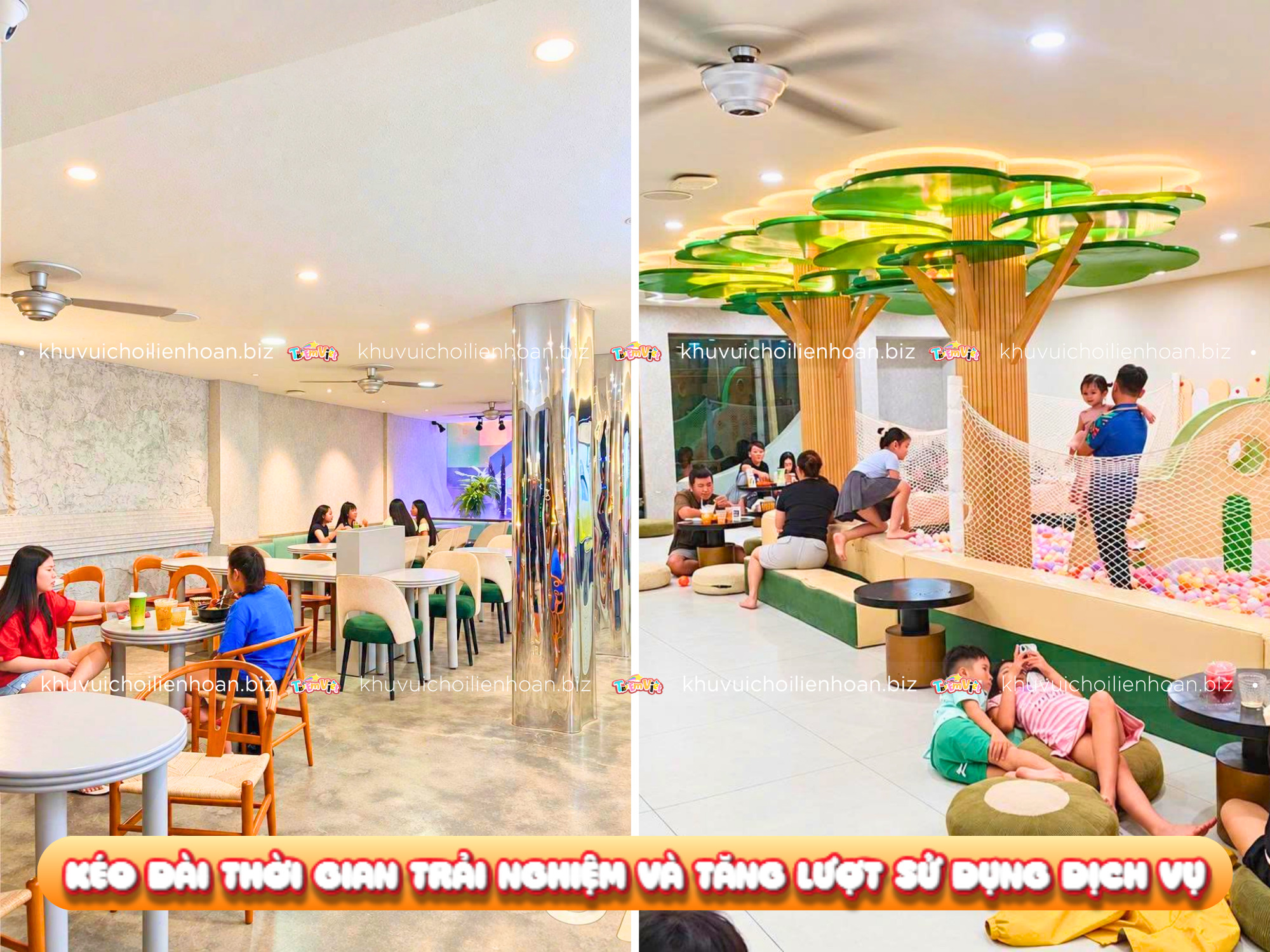Tích hợp khu vui chơi trẻ em giúp kéo dài thời gian trải nghiệm và tăng cơ hội sử dụng dịch vụ